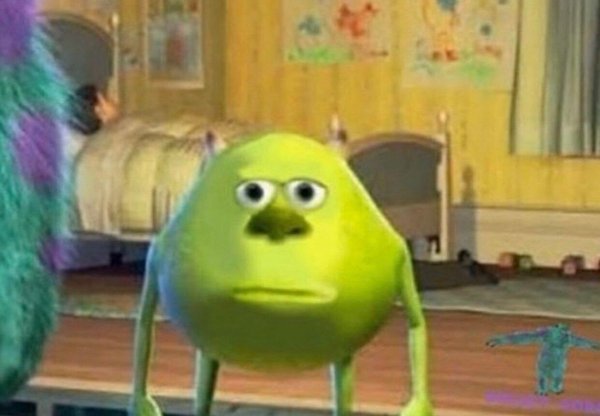 Мем Корпорация монстров Майк с лицом Салли