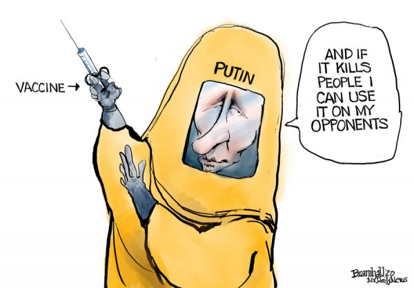 Путин и Спутник вакцина карикатуры