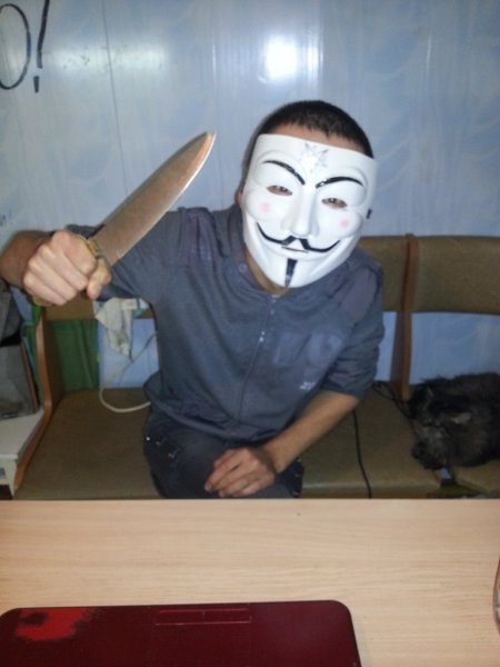 Кот в маске Анонимуса