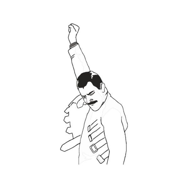 Freddie Mercury с поднятой рукой