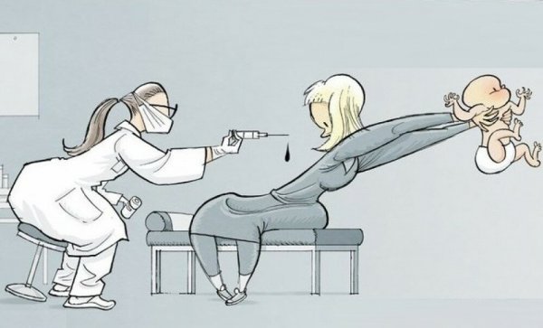 Карикатура укол вакцины