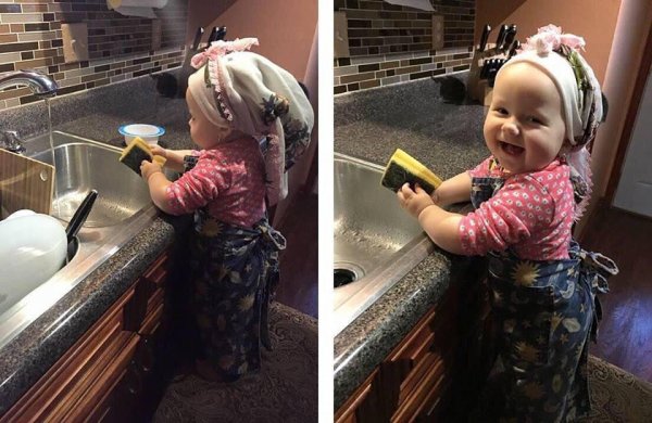 Ребёнок на кухне смешные