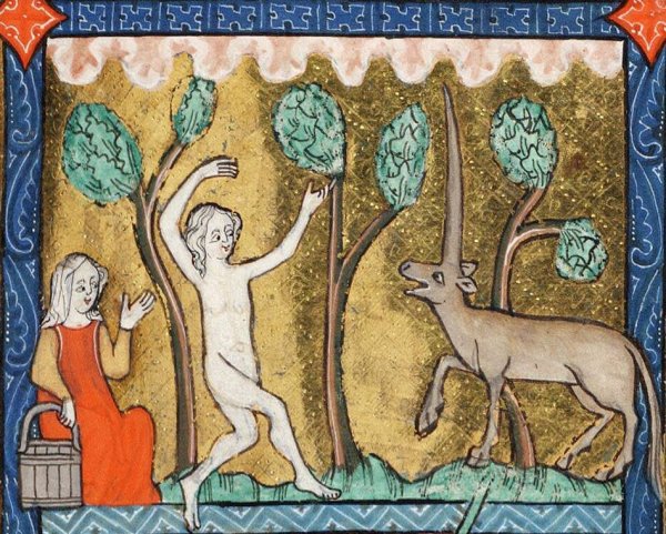 Средневековая миниатюра Единорог