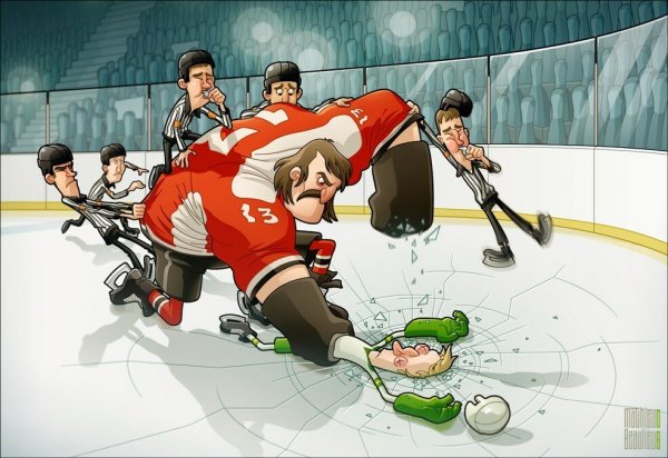 Хоккей карикатура