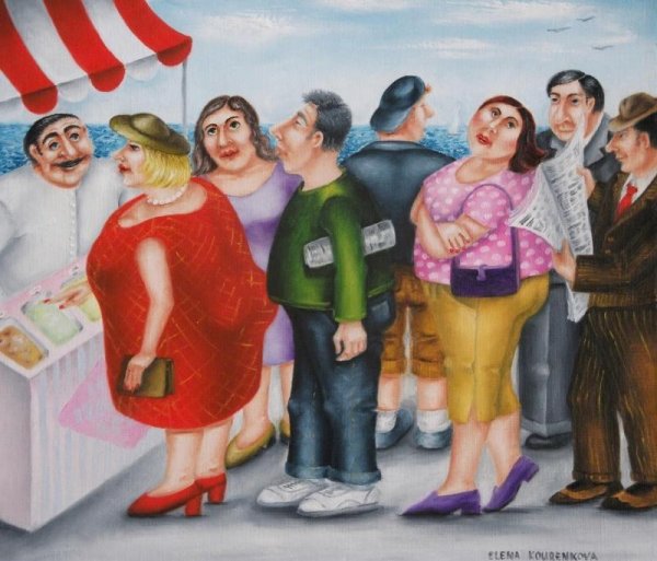 Очередь в магазин карикатура