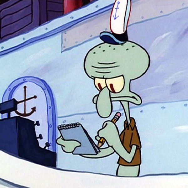 Сквидвард из Спанч Боба веселый