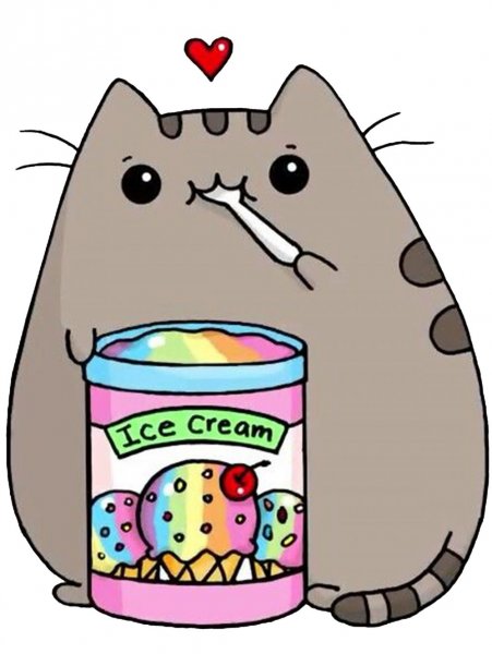 Кот Пушин с мороженым