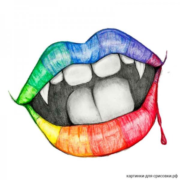 Рисунки губы разноцветные