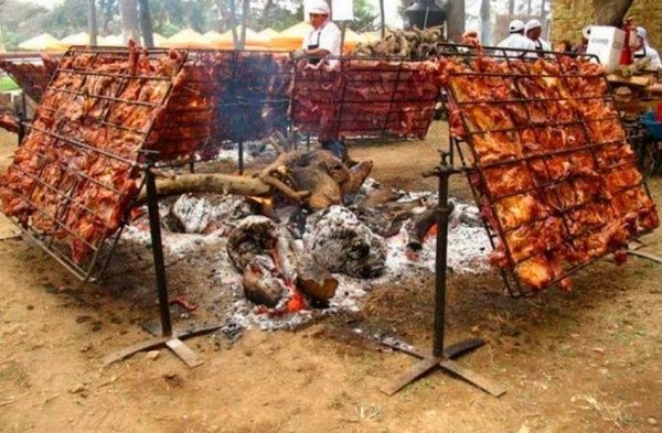 Огромный мангал с шашлыками