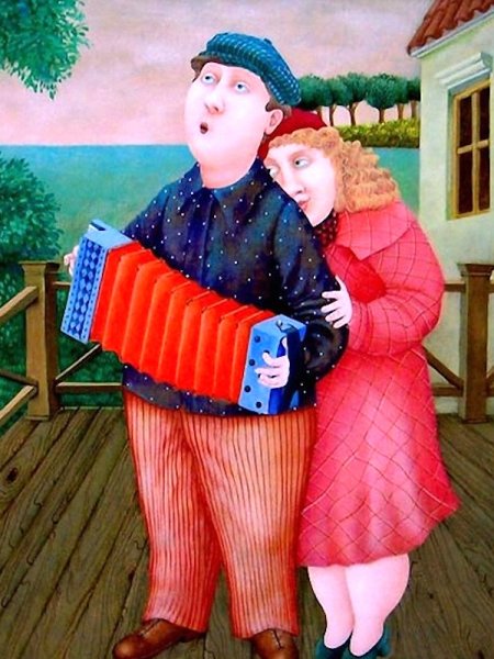 Наивная живопись мужчина и женщина