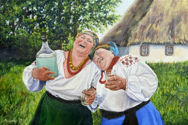 Застолье в деревне картина