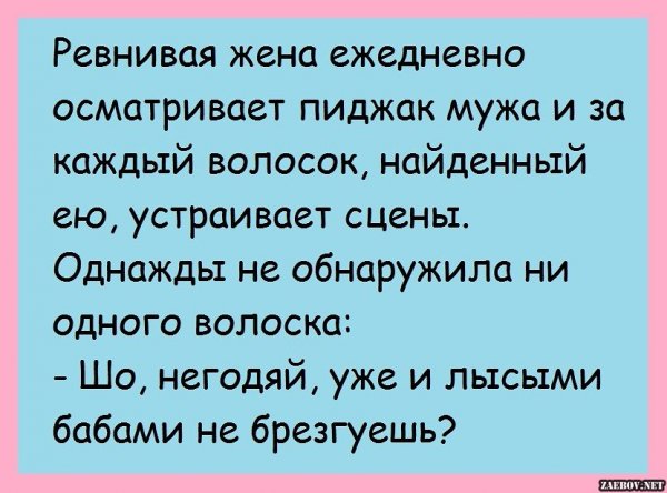 Анекдот про ревнивого мужа
