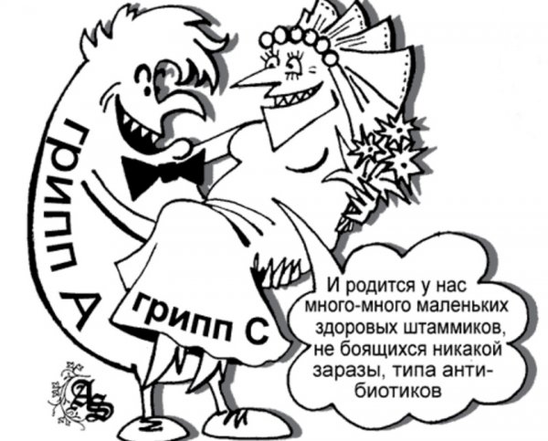 Вирус гриппа карикатура