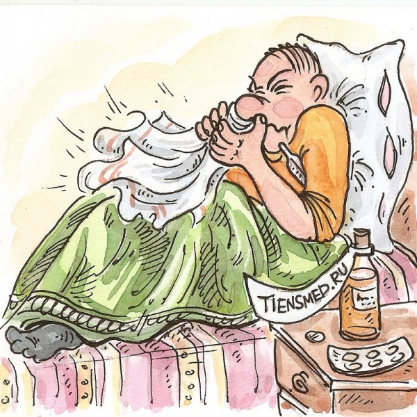 Карикатура на больного гриппом