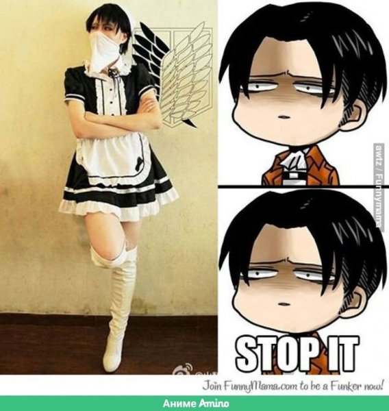 Леви аниме атака титанов Аккерман горничная