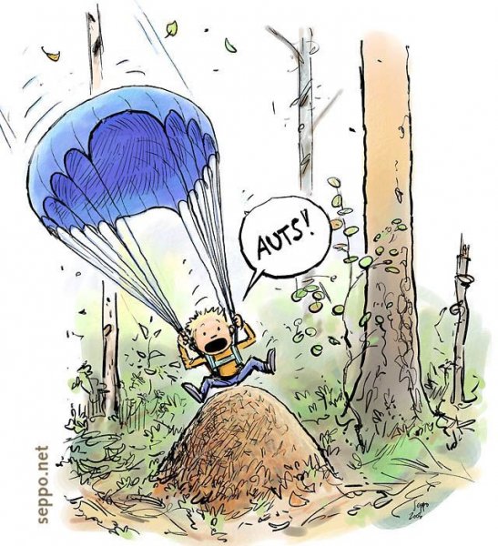 Смешной парашютист рисунок