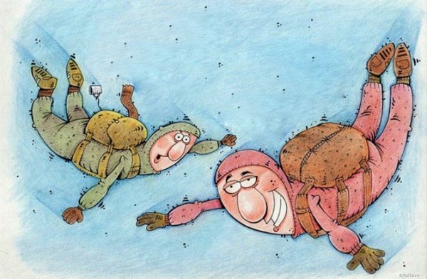Карикатура прыжок с парашютом