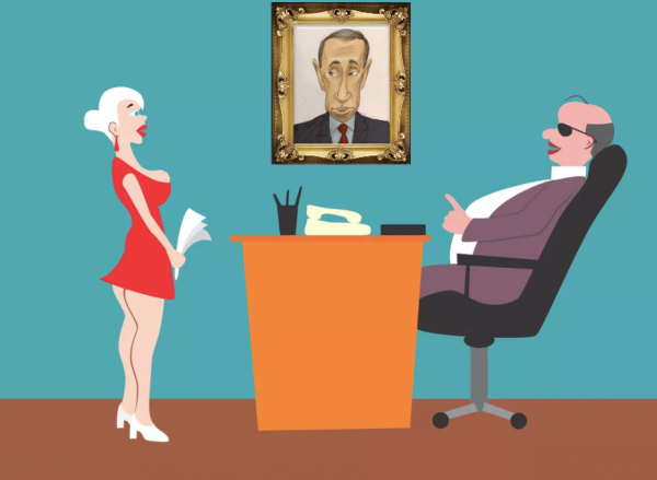 Карикатура шеф и секретарь
