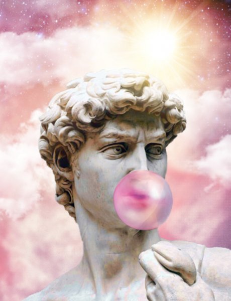 Статуя Микеланджело Давид с жвачкой