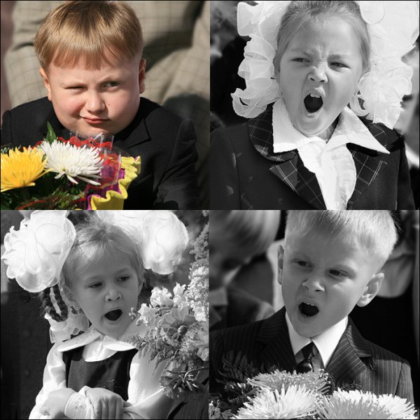 Дети зевают на линейке