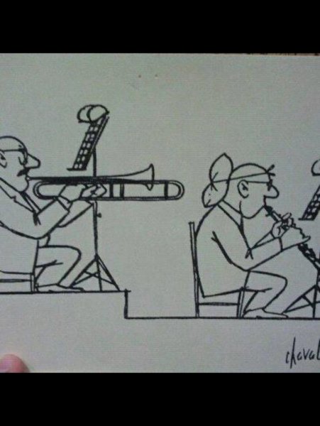 Тромбонист карикатура