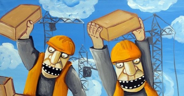 Ложкин Вася картины Строитель