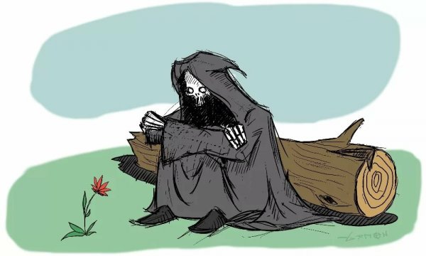 Карикатура смерть с косой