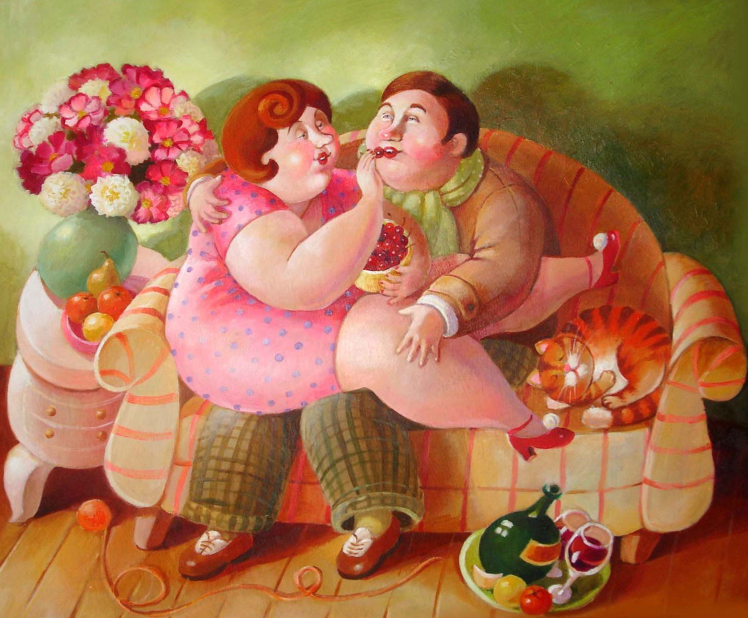 Семейное толстая жена. Художник Anna Varella Saveleva.. Милые толстушки.