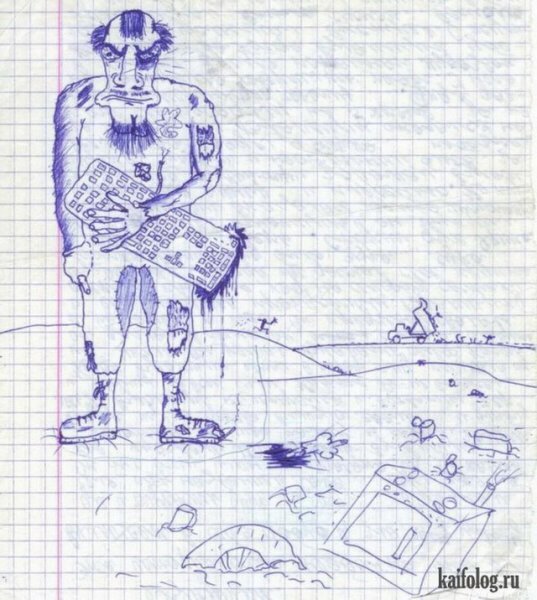 Смешные рисунки ручкой в тетради