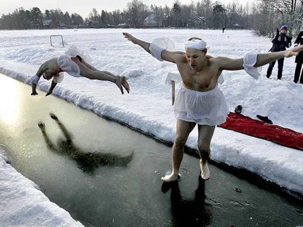 Смешные люди зимой