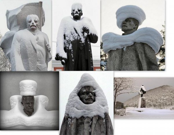 Памятник Ленину заснеженный