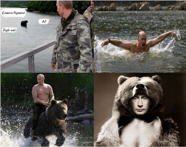 Владимир Путин на медведе