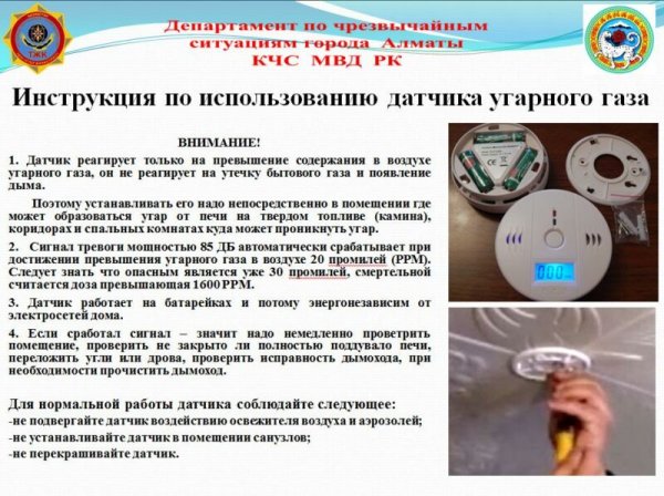 Место установки датчика угарного газа