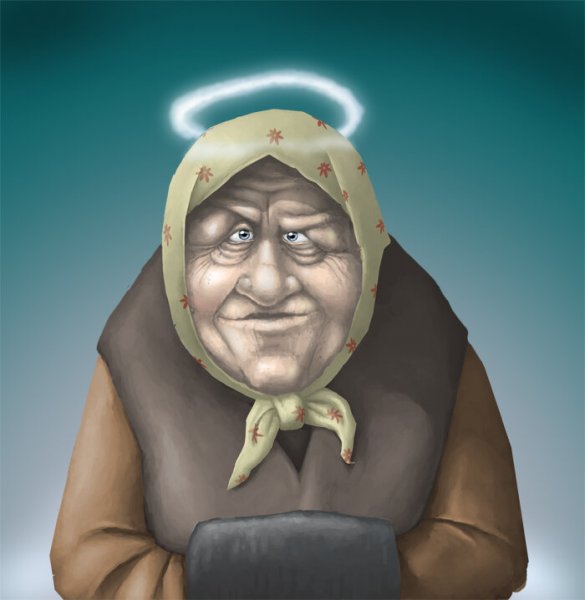 Старушка в очках с сигарой