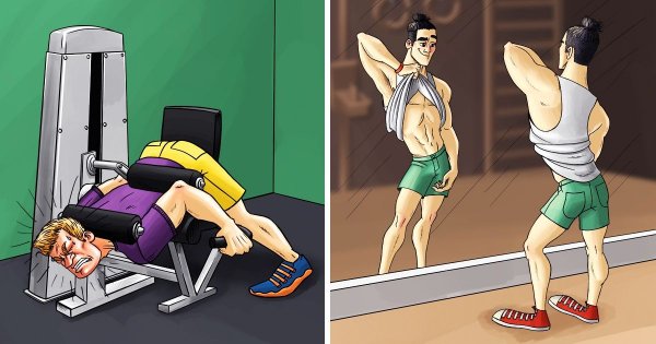 Карикатуры в тренажерном зале