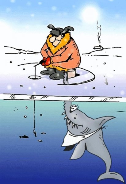 Зимняя рыбалка карикатура