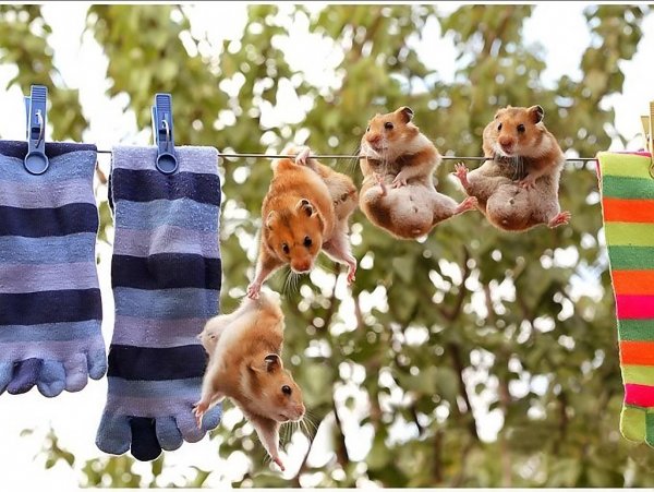 Хомяк на веревке