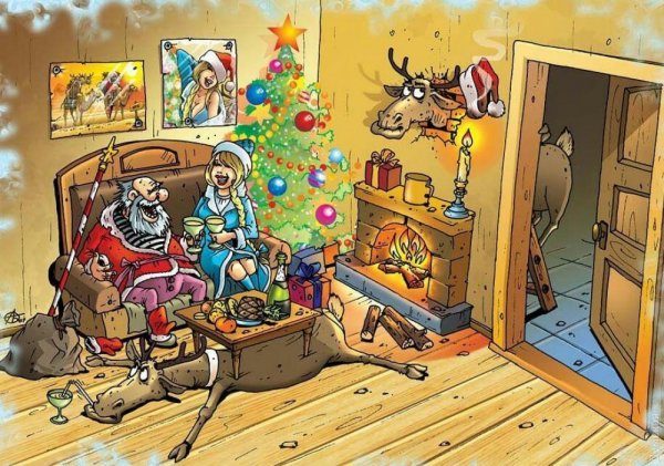 Смешные новогодние карикатуры