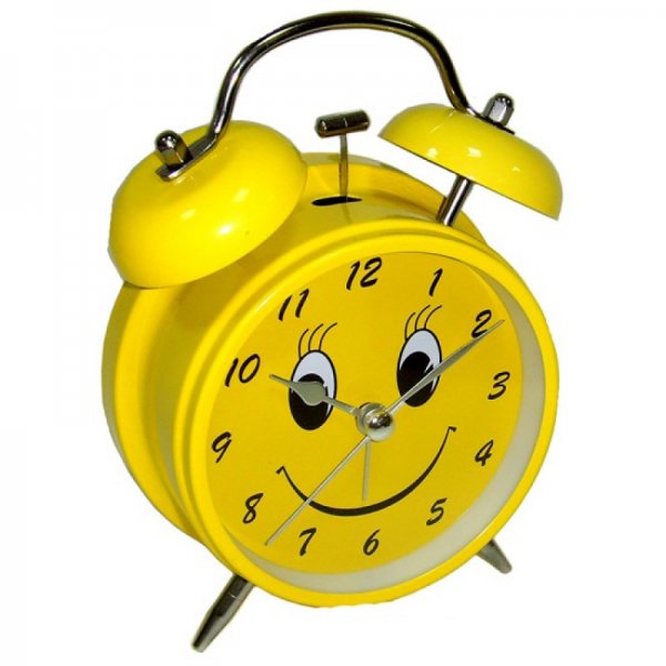 Часы Эврика будильник Смайл d-11.6cm Yellow 91863