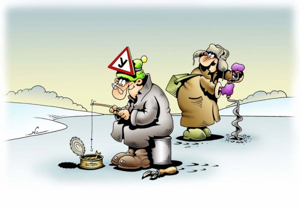 Зимняя рыбалка карикатура