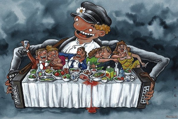 Веселое застолье карикатуры