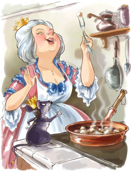 Женщина на кухне карикатура