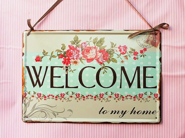 Welcome с цветами