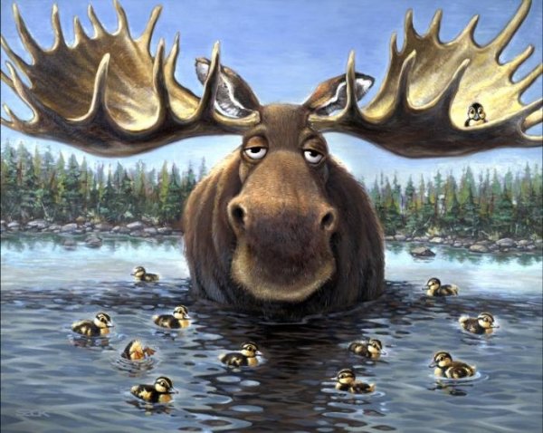 Смешной Лось рисунок