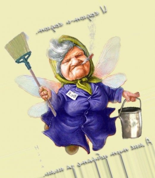Бабка со шваброй