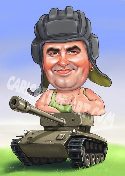 Шарж мужчины танкист