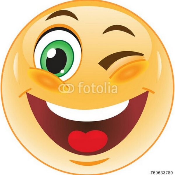 Смайлик смеется подмигивает