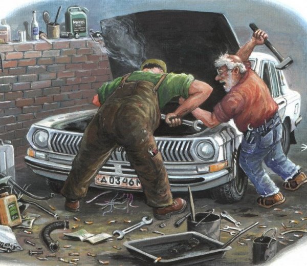Смешной автослесарь