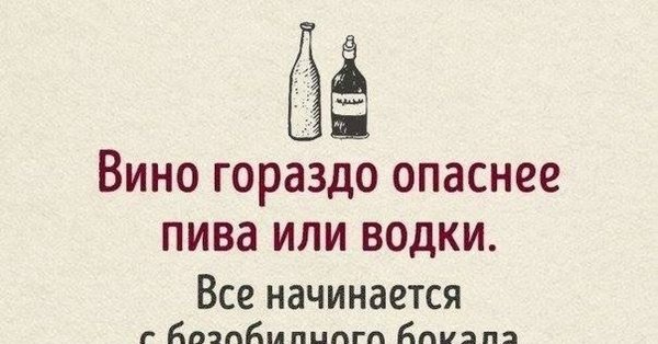 Вино гораздо опаснее пива и водки