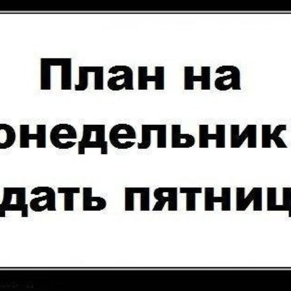 Планы на понедельник
